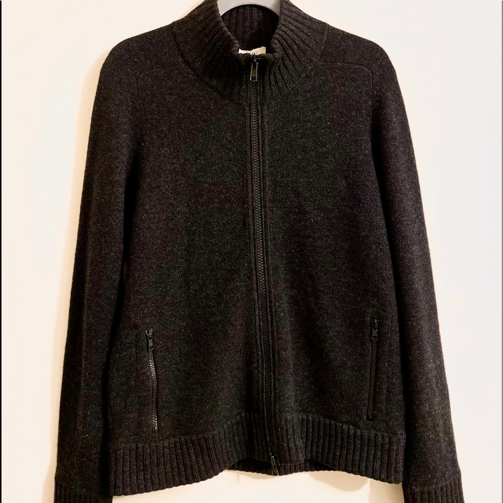 J.Crew zipper sweater size M  100% lamb wool black
